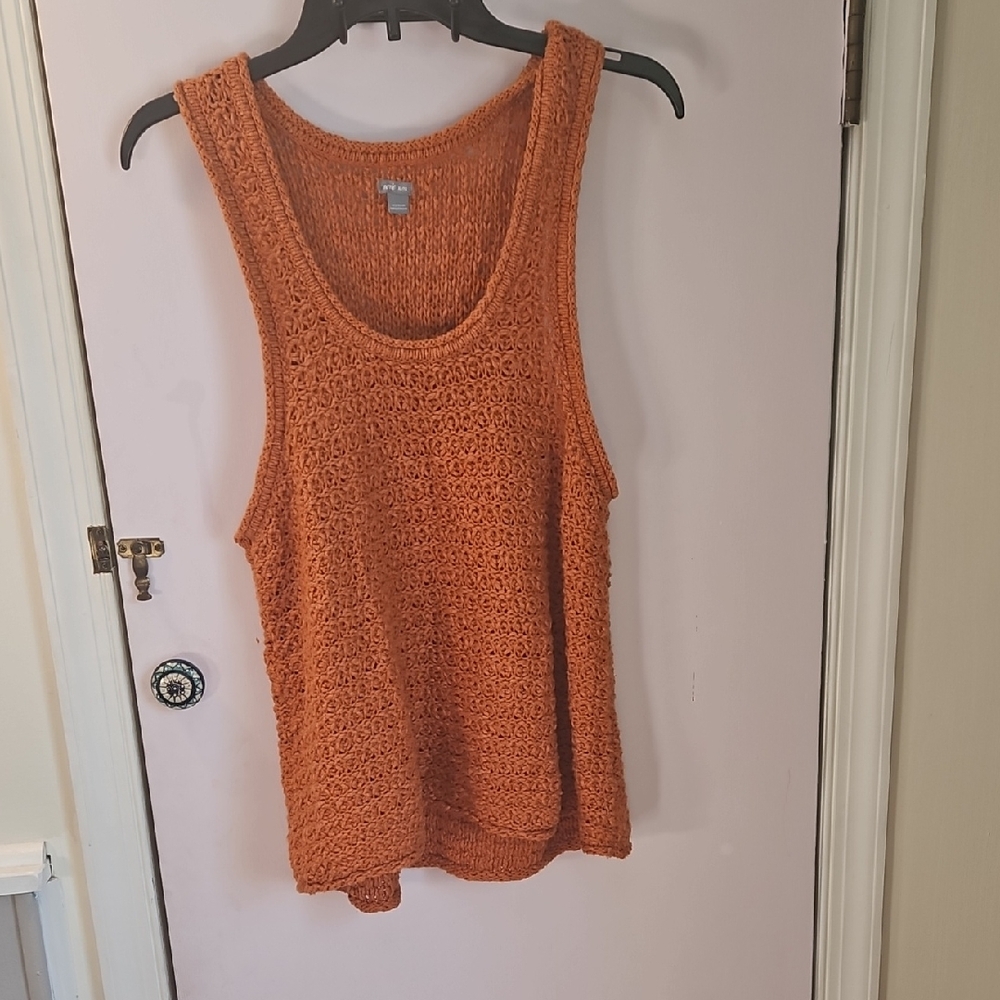 Aerie Burnt Orange Crochet Tank Top